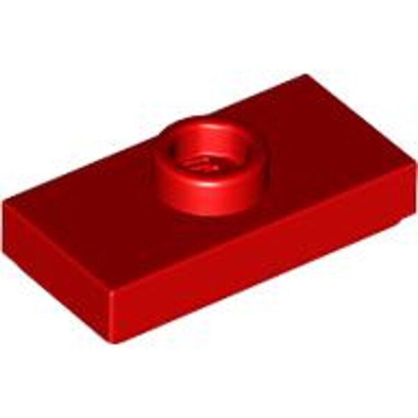 Plate, Modified 1x2 with 1 Stud with Groove and Bottom Stud Holder (Jumper) Red