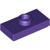 Plate, Modified 1x2 with 1 Stud with Groove and Bottom Stud Holder (Jumper) Dark Purple