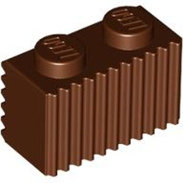 Brick, Modified 1x2 with Grille / Fluted Profile Reddish Brown