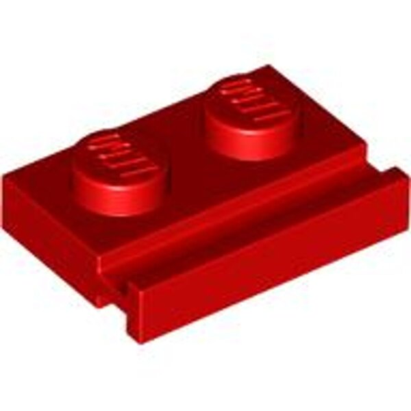 Plate, Modified 1x2 with Door Rail Red