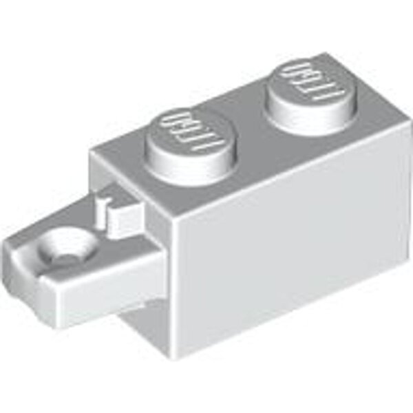 Hinge Brick 1x2 Locking with 1 Finger Horizontal End White