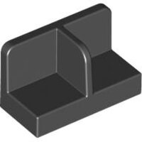 Panel 1x2x1 with Rounded Corners and Center Divider Black