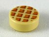 Tile, Round 1x1 with Waffle, Medium Nougat Squares with Dark Orange Edges Pattern Tan