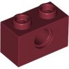 Technic, Brick 1x2 with Hole Dark Red