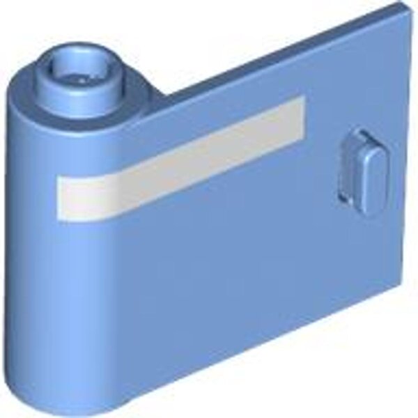 Door 1x3x2 Left - Open Between Top and Bottom Hinge with Horizontal White Stripe Pattern Medium Blue