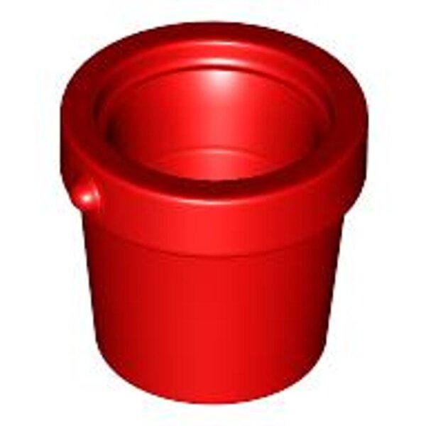 Minifigure, Utensil Bucket 1x1x1 Tapered with Handle Holders Red