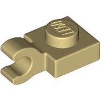 Plate, Modified 1x1 with Open O Clip (Horizontal Grip) Tan