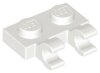 Plate, Modified 1x2 with 2 Open O Clips (Horizontal Grip) White
