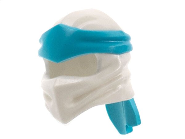 Minifigure, Headgear Ninjago Wrap Type 4 with Molded Medium Azure Headband  Pattern White
