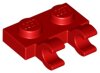 Plate, Modified 1x2 with 2 Open O Clips (Horizontal Grip) Red