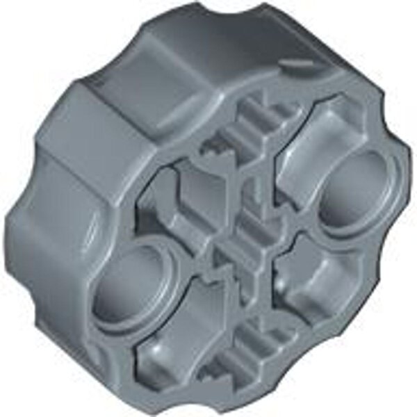 Technic, Axle Connector Block Round with 2 Pin Holes and 3 Axle Holes (Hero Factory Weapon Barrel) Sand Blue