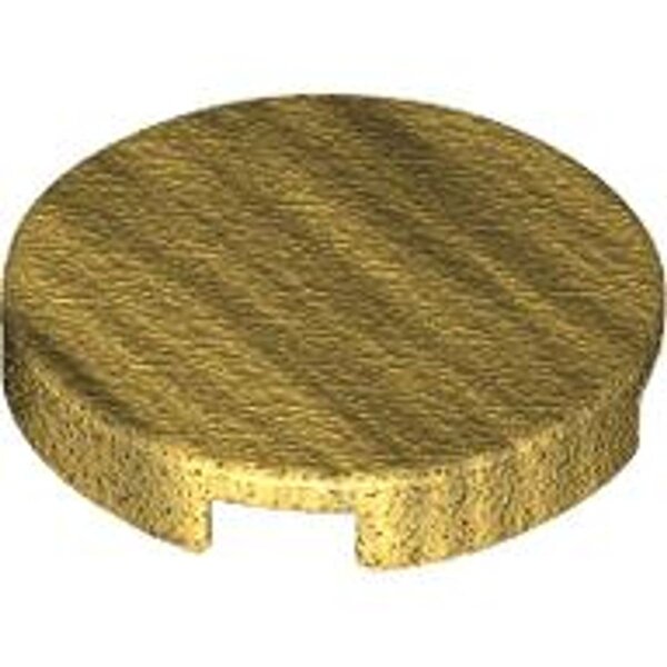 Tile, Round 2x2 with Bottom Stud Holder Pearl Gold