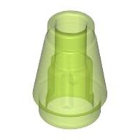 Cone 1x1 with Top Groove Trans-Bright Green