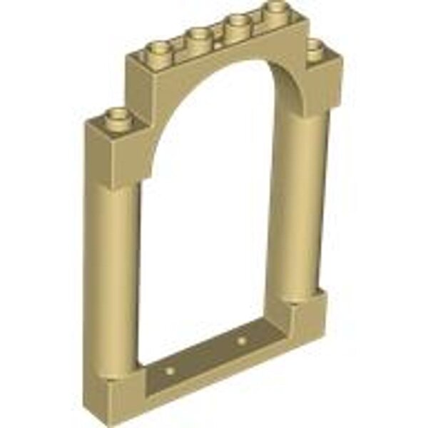 Door, Frame 1x6x7 Arched with Notches and Rounded Pillars Tan