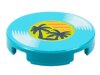 Tile, Round 2x2 with Bottom Stud Holder with LP Record, Palm Trees on Label Pattern Medium Azure