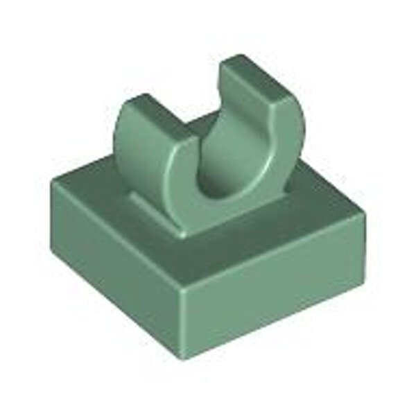 Tile, Modified 1x1 with Open O Clip Sand Green